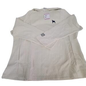 Southern Girl Prep NEW Long Sleeve HOODIE waffle deisgn Pockets Cream LARGE